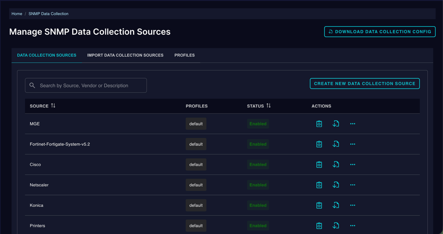 Meridian 2026 Manage SNMP Data Collections